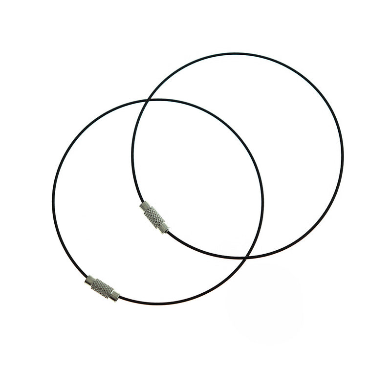 Black Steel Wire Bracelet 8.5" - 1mm - 5 Bracelets - N045C