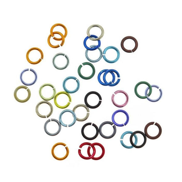 Assorted Rainbow Anodized Aluminum Jump Rings 6mm x 1mm - Open 18 Gauge - 50 Rings - J240