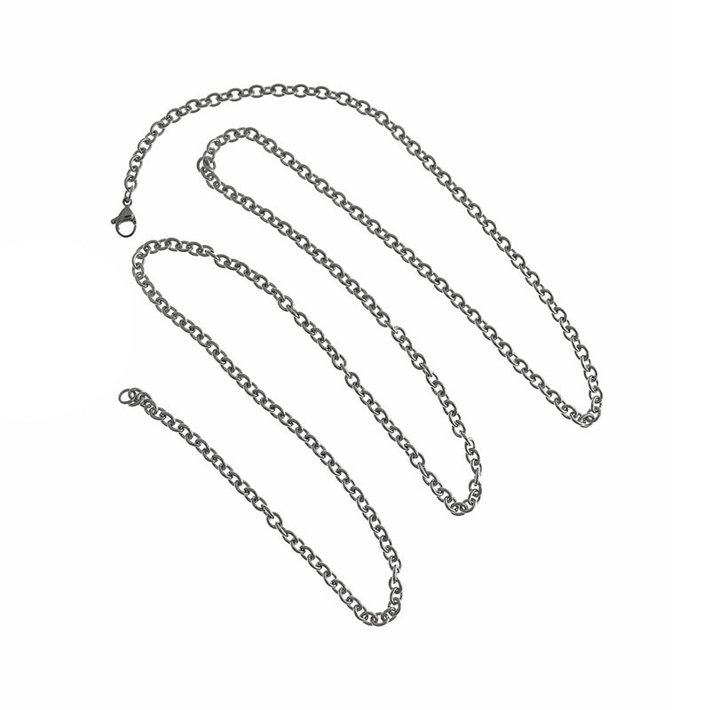 Stainless Steel Cable Chain Necklaces 31" - 4mm - 5 Necklaces - N821