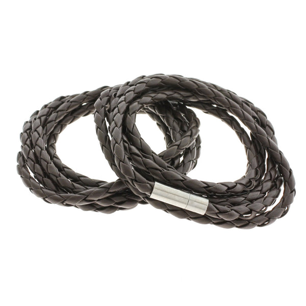 Dark Brown Faux Leather Wrap Bracelet 40.1" - 4mm - 1 Bracelet - N789
