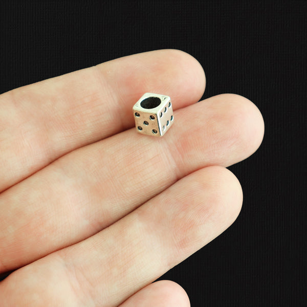 Perles d'espacement en alliage de zinc cube 7,2 mm x 7,2 mm - ton argent - 10 perles - SC1784