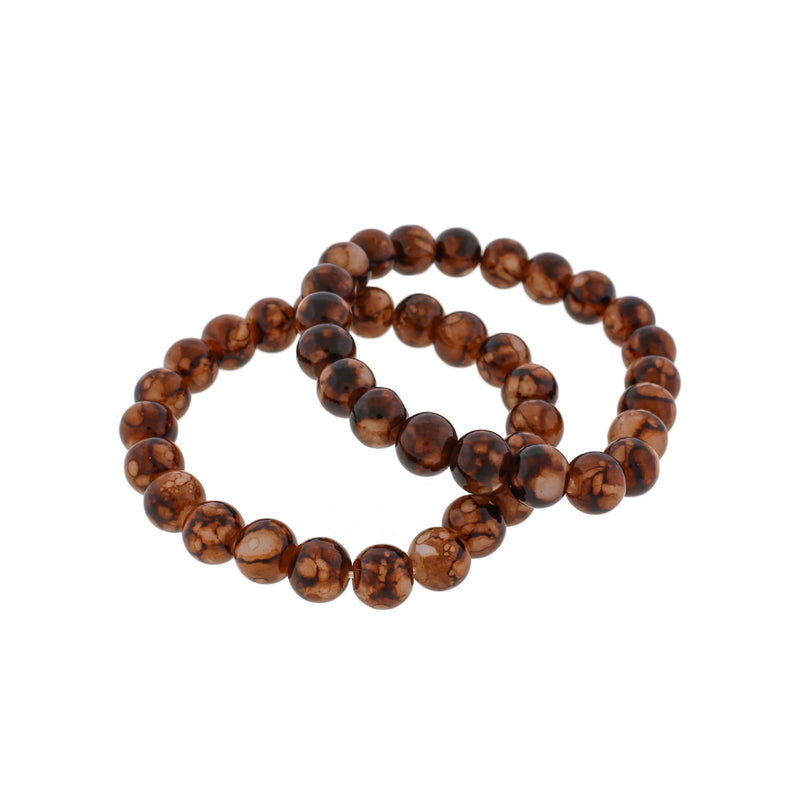 Bracelets ronds en perles de verre - 47 mm - Tourbillon de café - 5 Bracelets - BB179