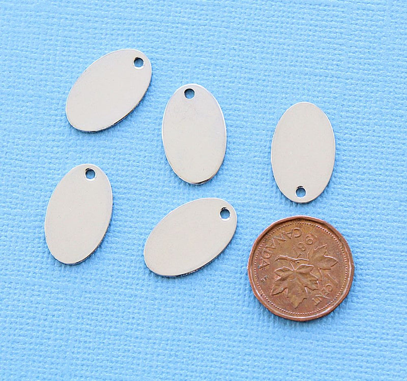 SALE Oval Stamping Blanks - Stainless Steel - 19mm x 12mm - 5 Tags - MT084