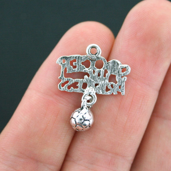 4 Soccer Princess Antique Silver Tone Charms - SC4162