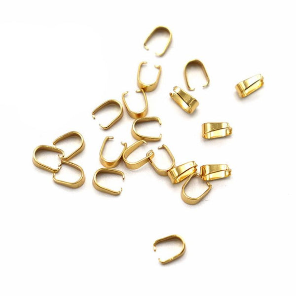 Gold Stainless Steel Pinch Bail - 7mm x 5mm - 20 Pieces - FD952