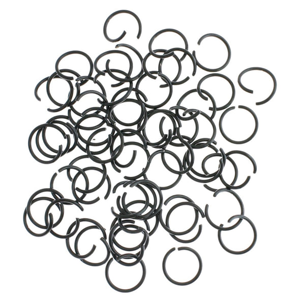 Black Stainless Steel Jump Rings 10mm x 1mm - Open 18 Gauge - 10 Rings - SS066