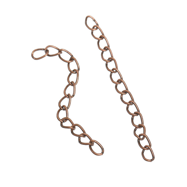 Antique Copper Tone Extender Chains - 52mm x 3.8mm - 12 Pieces - N038