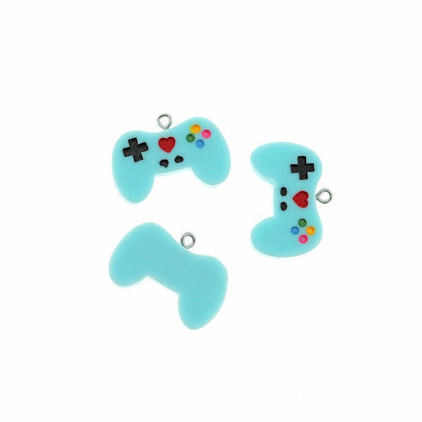 4 Blue Game Controller Acrylic Charms - K343