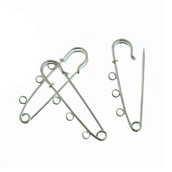 Silver Tone Safety Pins - 50mm x 16mm - 20 Pieces - Z1243