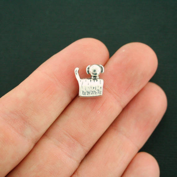 Dog Spacer Beads 13mm x 9mm - Silver Tone - 4 Beads - SC7285