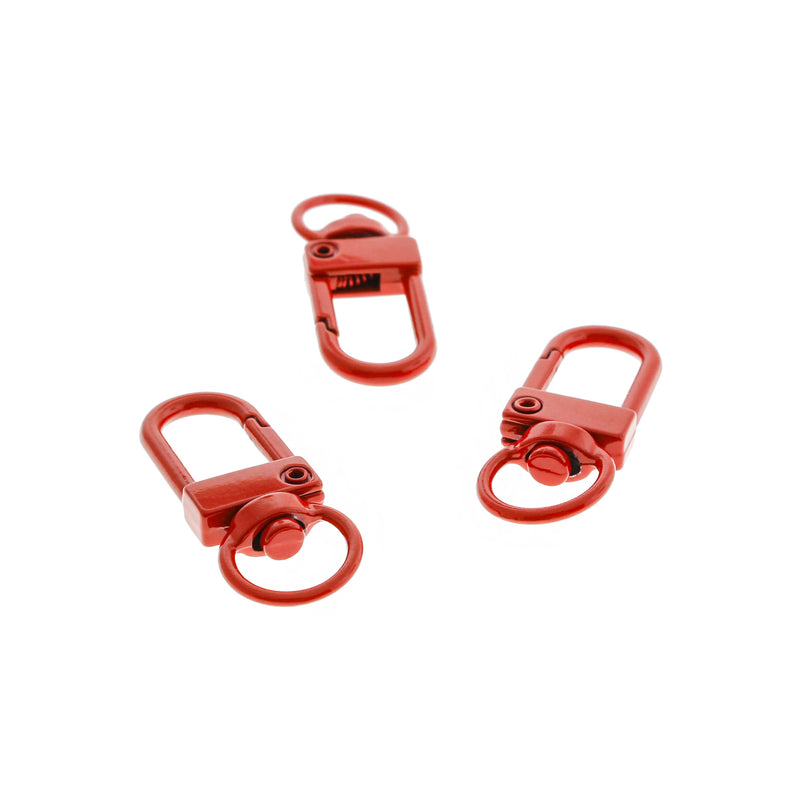 Red Enamel Swivel Lobster Clasps 34mm x 12mm - 5 Clasps - FD1023