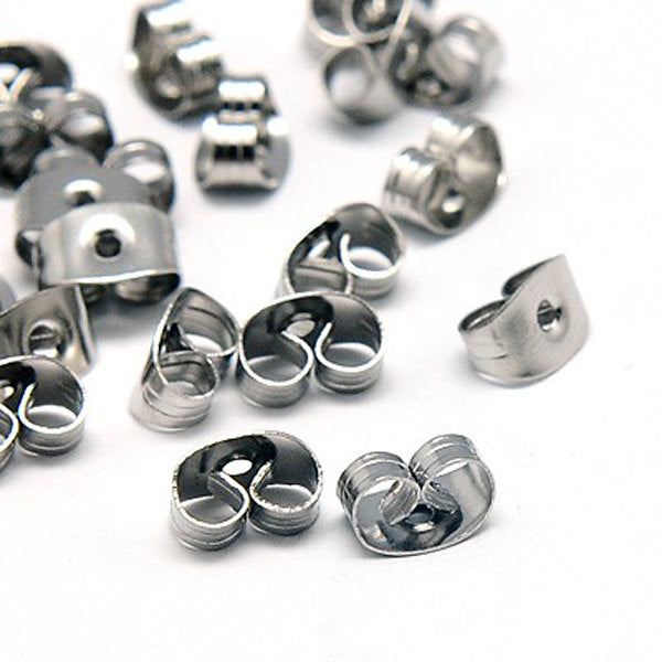 Stainless Steel Earrings Backs - 4.5mm x 6mm - 100 Pieces - FD168