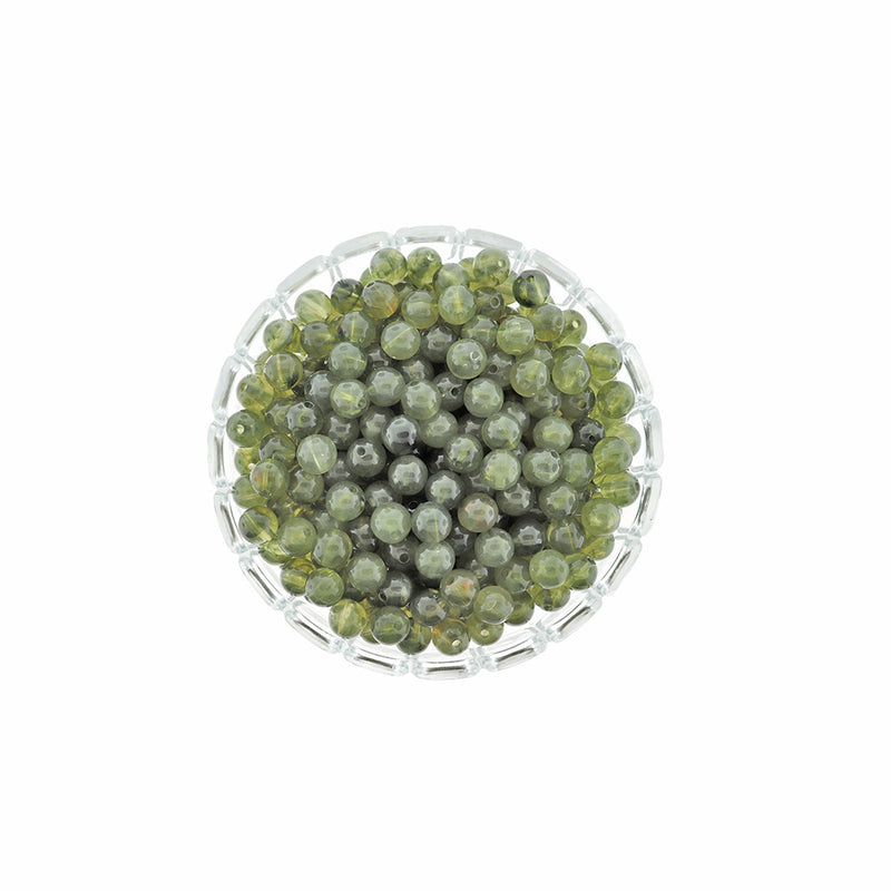 Round Resin Beads 10mm - Olive Green - 25 Beads - BD2227