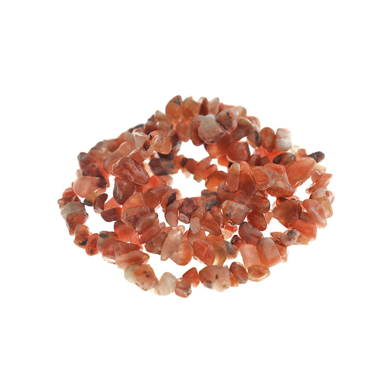 Perles de cornaline naturelles Chip 3-16mm - Orange doux et blanc - 1 brin 225 perles - BD1407