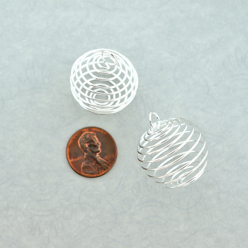Silver Tone Bead Cages - 30mm x 24mm - 30 Pieces - FD812