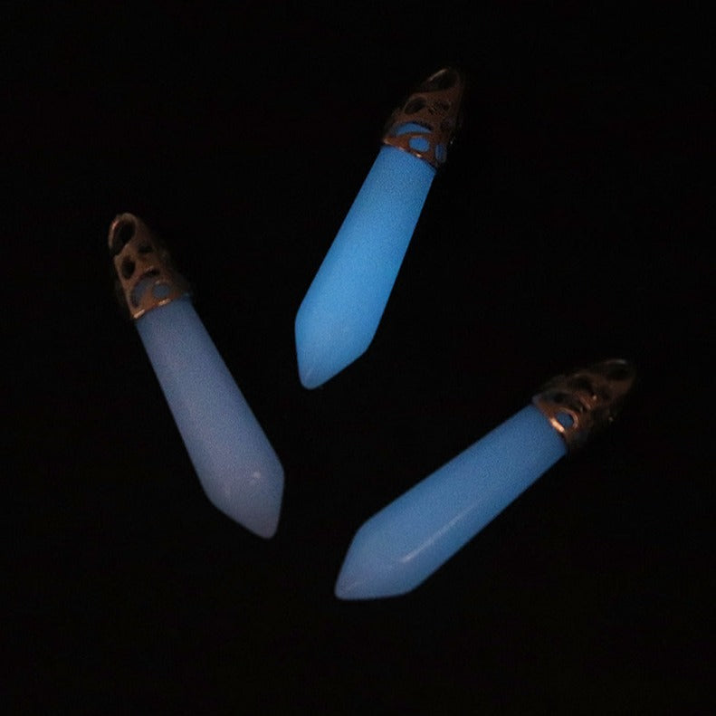 Blue Glow In The Dark Glass Point Pendant 3D - Z489