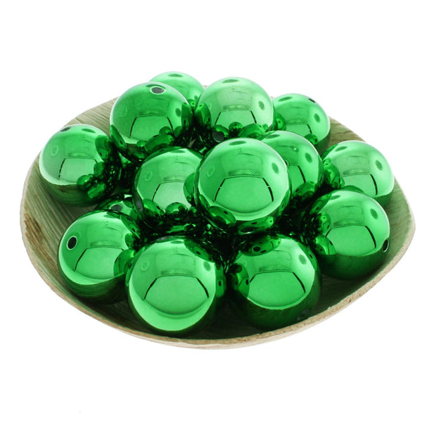 Perles Acryliques Rondes 20mm - Vert Noël - 10 Perles - BD2713