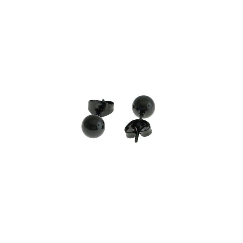 Boucles d'oreilles en acier inoxydable noir Gunmetal - clous à billes - 11 mm x 6 mm - 2 pièces 1 paire - ER211