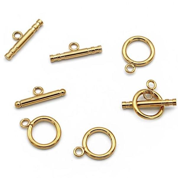 Gold Stainless Steel Toggle Clasps 22mm x 13mm - 5 Sets 10 Pieces - FD974