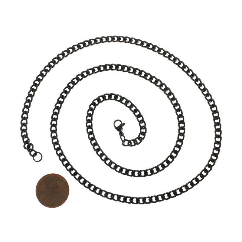 Collier chaîne à maillons cubains en acier inoxydable bronze 24" - 4mm - 1 collier - N188
