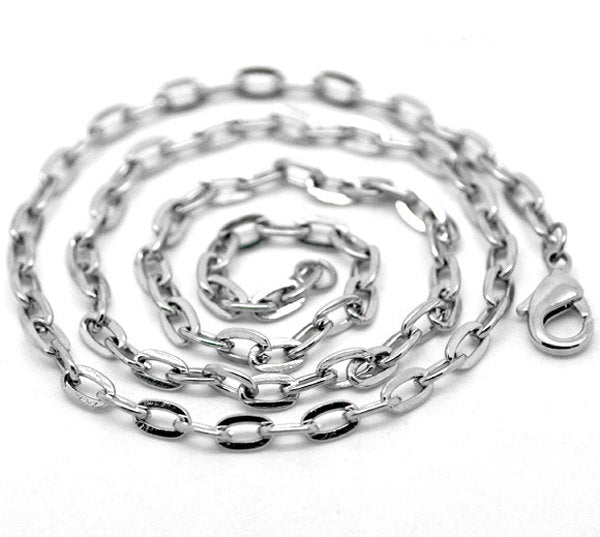 Collier chaîne câble ton argent antique 30" - 2mm - 1 collier - N067
