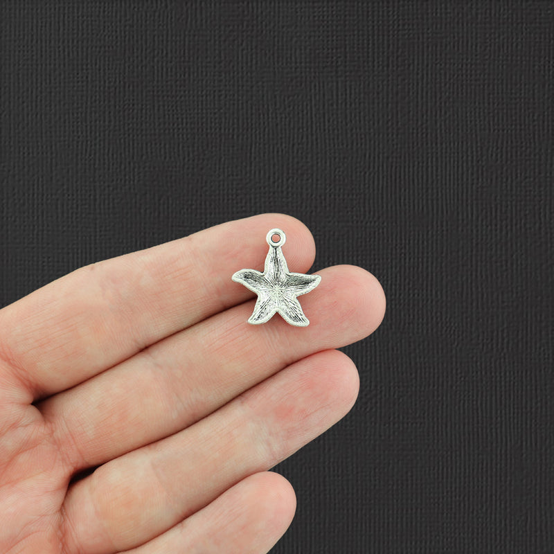 10 Starfish Antique Silver Tone Charms - SC2612