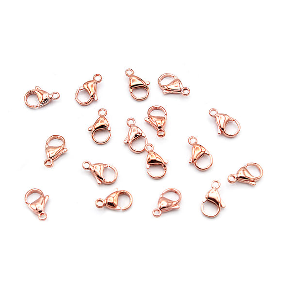 Rose Gold Stainless Steel Lobster Clasps 15mm x 9mm - 10 Clasps - FF271