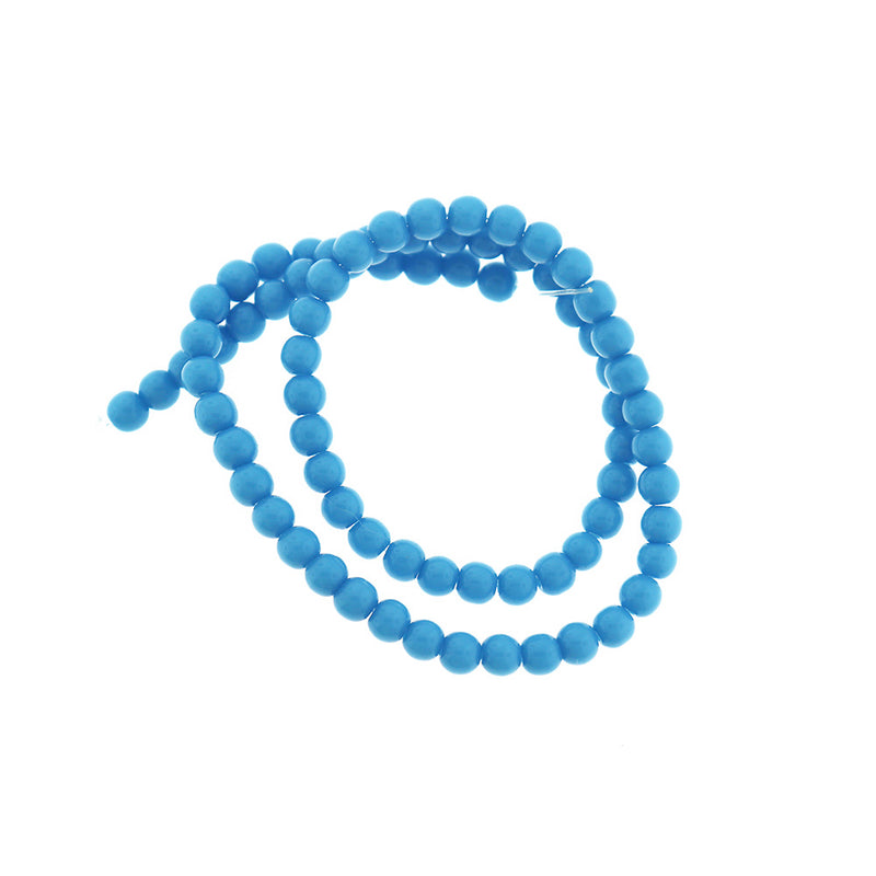 Round Glass Beads 5mm - Sky Blue - 1 Strand 76 Beads - BD2018