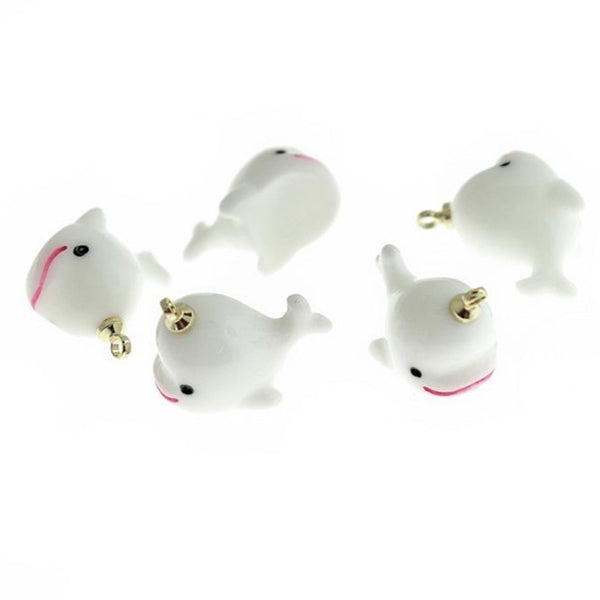 4 Whale Gold Tone Resin Charms 3D - K316
