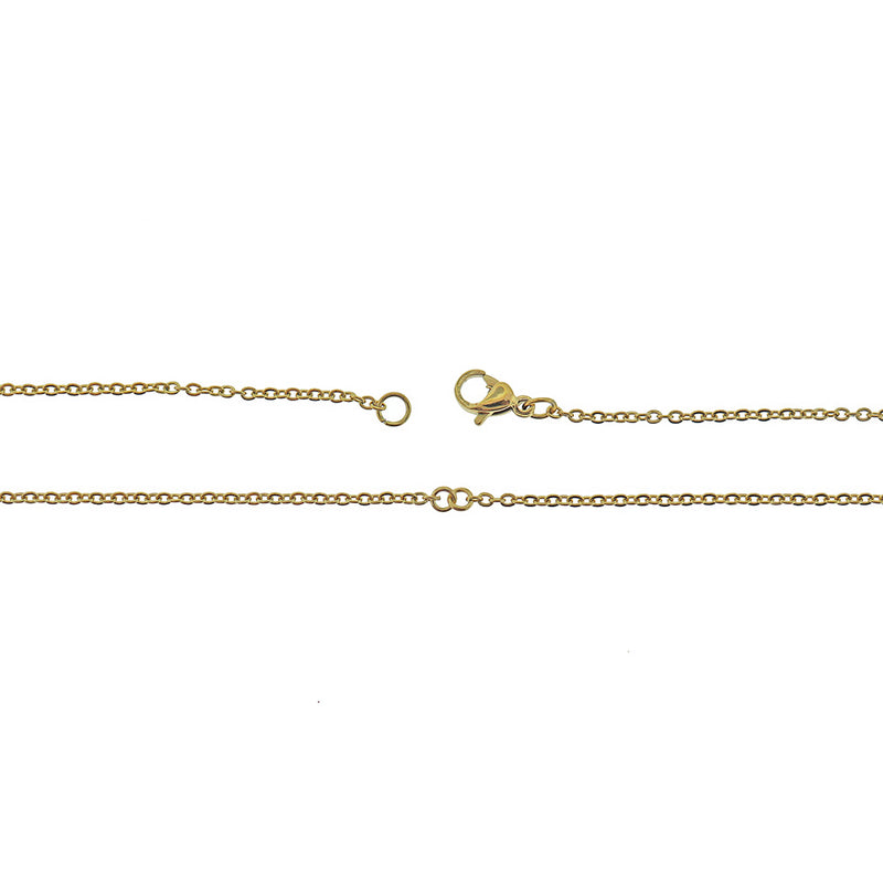 Gold Stainless Steel Cable Chain Connector Necklace 18.5" - 2mm - 1 Necklace - N628