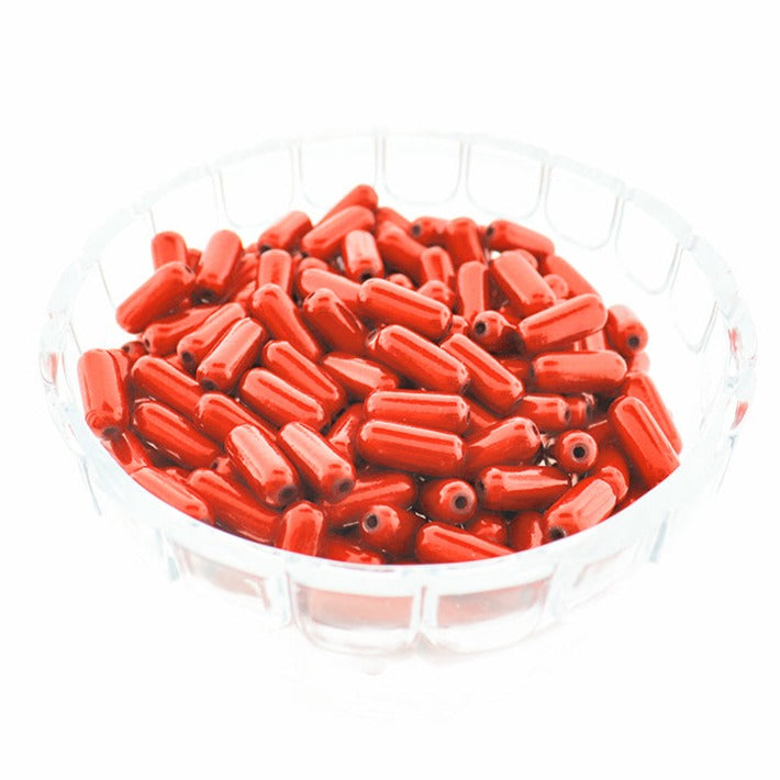 Tube Acrylic Beads 17mm x 7mm - Ruby Red - 20 Beads - BD2113