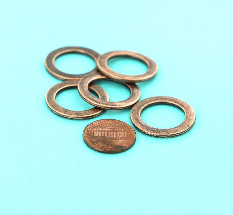 BULK 30 Linking Ring Antique Copper Tone Charms 2 Sided - FD491