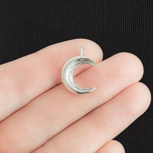 12 Crescent Moon Silver Tone Charms - SC1159