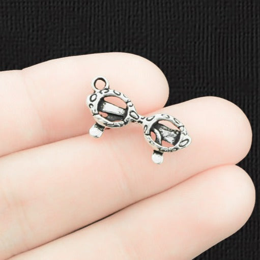 10 Eyeglasses Antique Silver Tone Charms - SC158