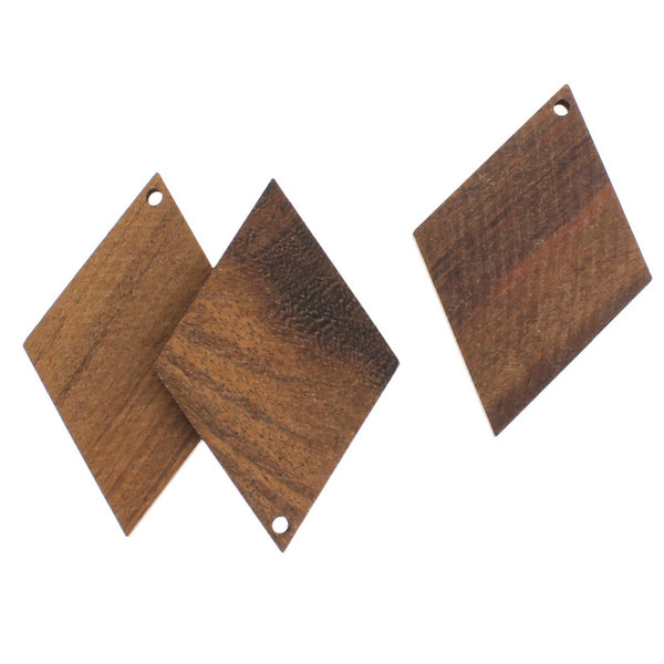2 Rhombus Natural Wood Charms - WP341