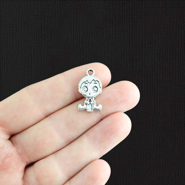 6 Baby Boy Antique Silver Tone Charms 2 Sided - SC3185