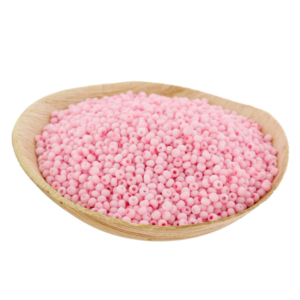Seed Glass Beads 8/0 3mm - Frosted Petal Pink - 50g 1500 Beads - BD1976