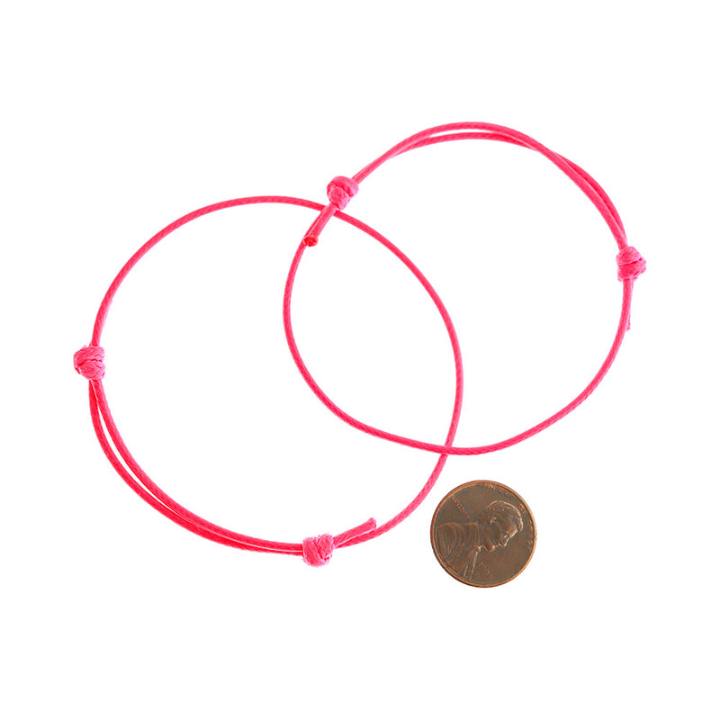 Hot Pink Wax Cord Bracelets - 40-80mm - 4 Bracelets - N186