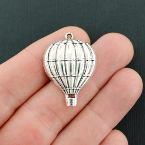 2 Hot Air Balloon Antique Silver Tone Charms - SC7982