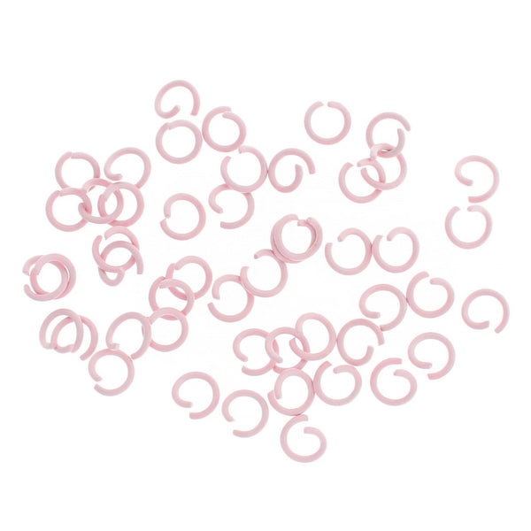 Light Pink Enamel Plated Jump Rings 8mm x 1.2mm - Open 16 Gauge - 50 Rings - J090
