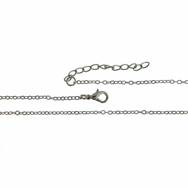 Silver Tone Cable Chain Necklace 16.9" Plus Extender - 2mm - 1 Necklace - N323