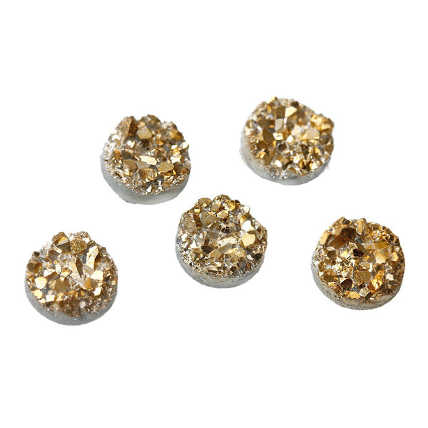 15 Druzy Gold Resin Cabochon Domes 10mm - Z230