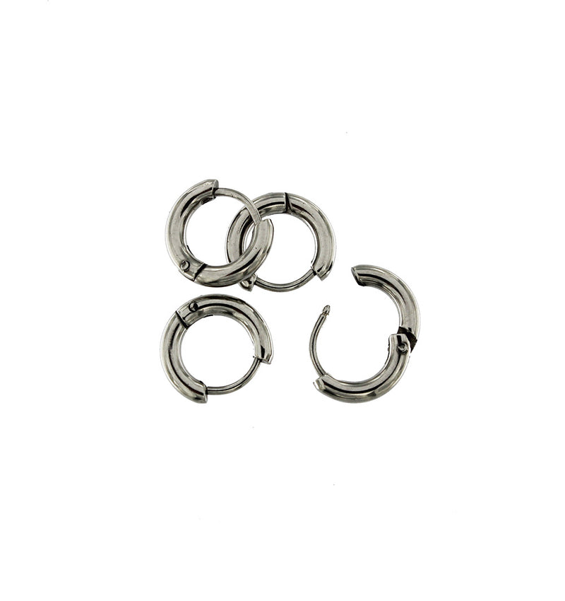 Stainless Steel Earrings - Hinged Clicker Segment Hoops 12mm - 2 Pieces 1 Pair - FD780