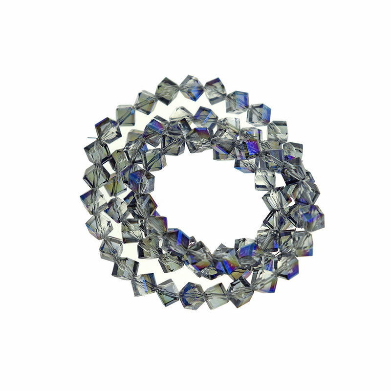 Rhombus Glass Beads 8.5mm x 9.5mm - Electroplated Light Blue - 1 Strand 80 Beads - BD275