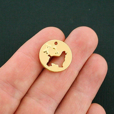 SALE 4 Dog Bone Gold Tone Charms 2 Sided - GC864