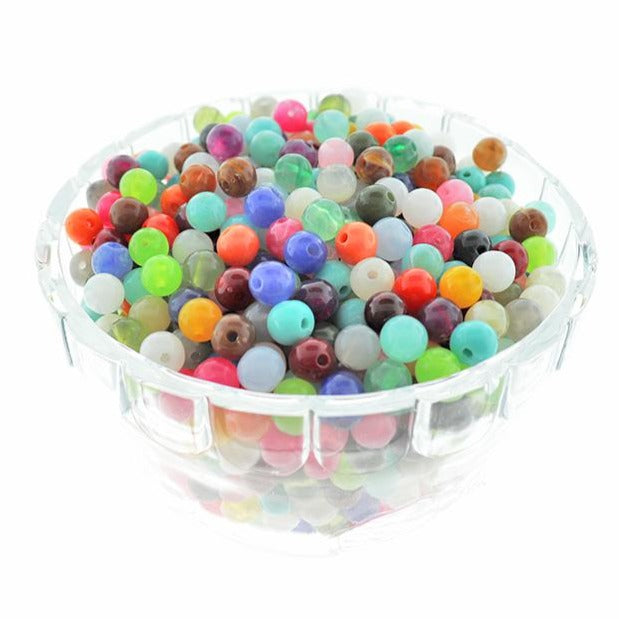 Round Resin Beads 8mm - Assorted Rainbow - 50 Beads - BD2185