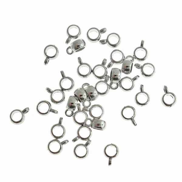 Bail Beads 9mm x 6mm - Antique Silver Tone - 20 Beads - FD832