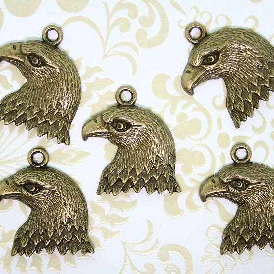 6 Eagle Antique Bronze Tone Charms - BC106