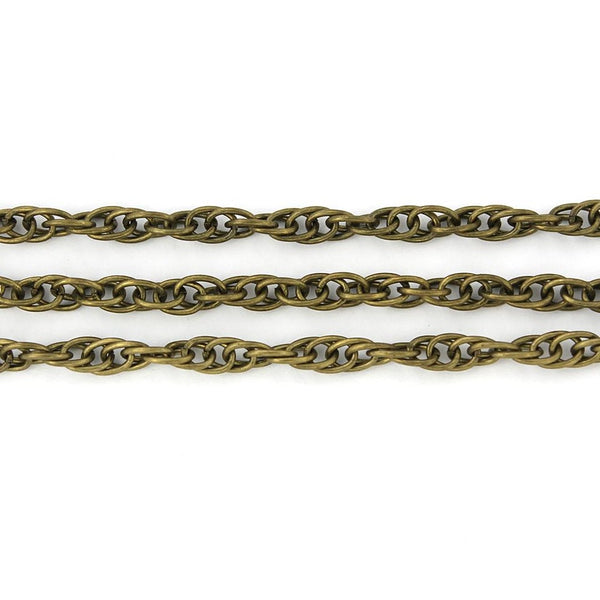 Bulk Antique Bronze Tone Cable Braided Chain 16ft - 4.5mm - FD122