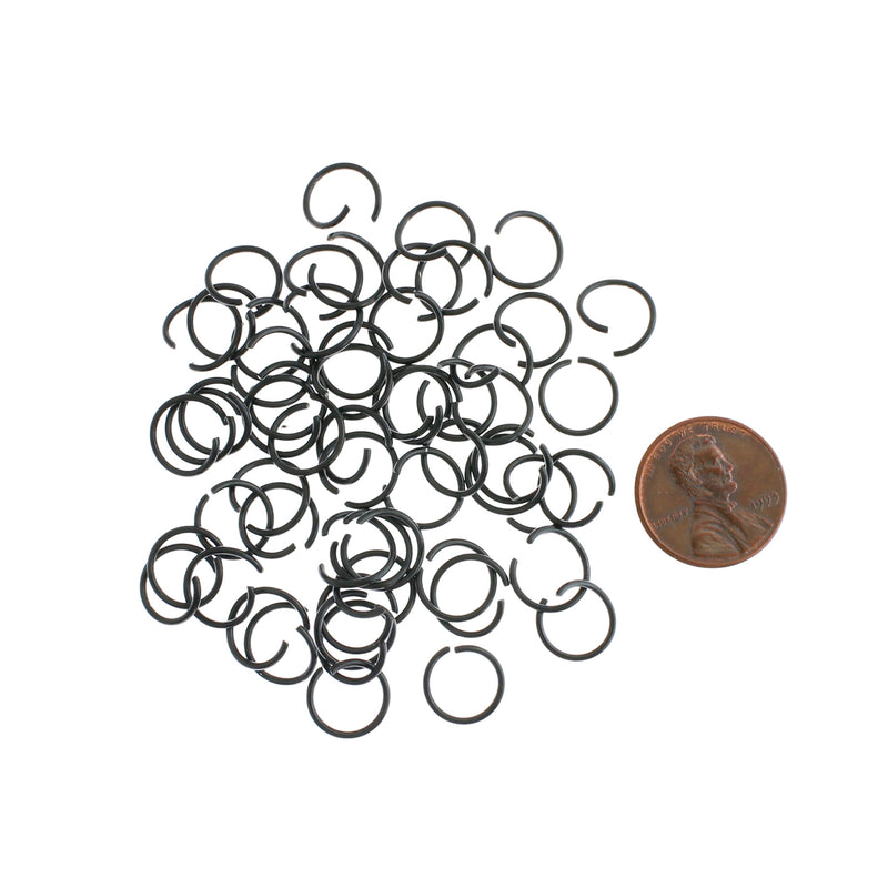 Black Stainless Steel Jump Rings 10mm x 1mm - Open 18 Gauge - 10 Rings - SS066
